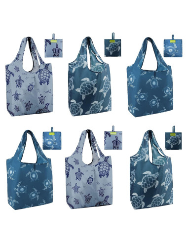 BeeGreen Bolsa de Compras Reutilizable Grande Tortuga Marina 6 Pzas