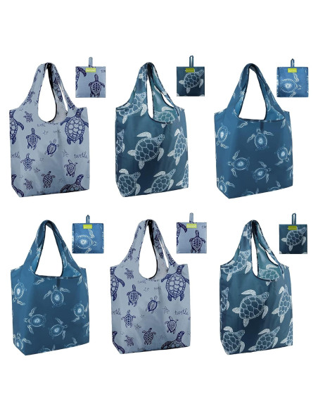 BeeGreen Bolsa de Compras Reutilizable Grande Tortuga Marina 6 Pzas