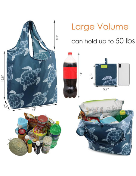 BeeGreen Bolsa de Compras Reutilizable Grande Tortuga Marina 6 Pzas