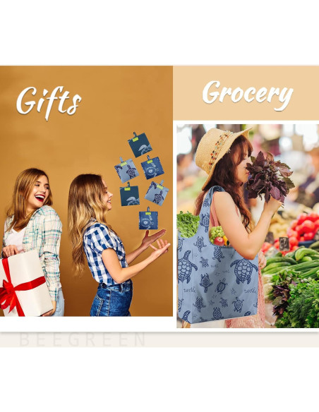 BeeGreen Bolsa de Compras Reutilizable Grande Tortuga Marina 6 Pzas