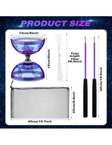 Diabolo Chino LED Simgoing 15 cm con varitas y cuerda