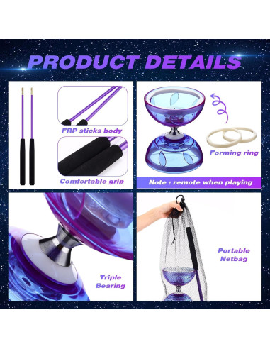 Diabolo Chino LED Simgoing 15 cm con varitas y cuerda