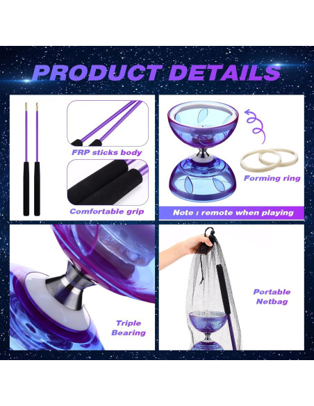 Diabolo Chino LED Simgoing 15 cm con varitas y cuerda