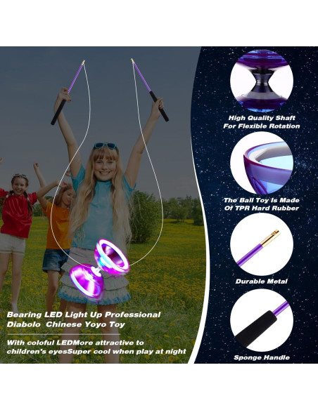 Diabolo Chino LED Simgoing 15 cm con varitas y cuerda