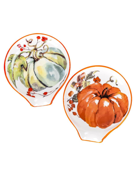 Soporte para cuchara de cerámica Whaline Calabaza Otoño 2Pcs