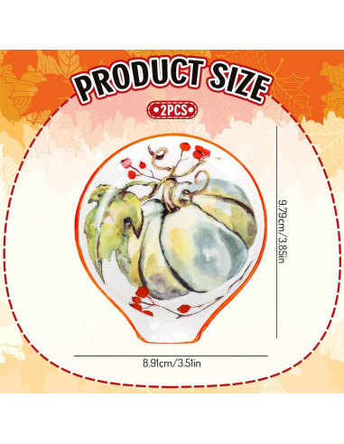 Soporte para cuchara de cerámica Whaline Calabaza Otoño 2Pcs