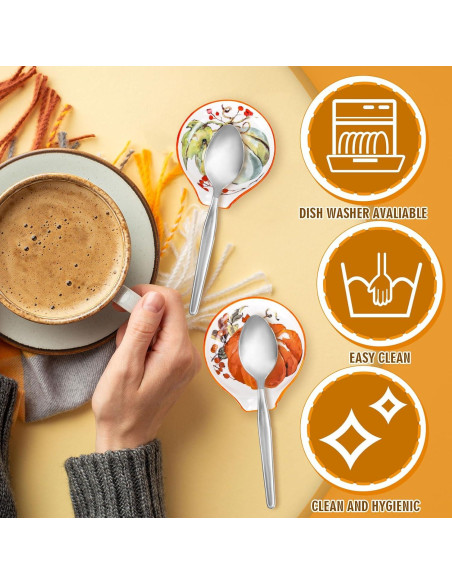 Soporte para cuchara de cerámica Whaline Calabaza Otoño 2Pcs