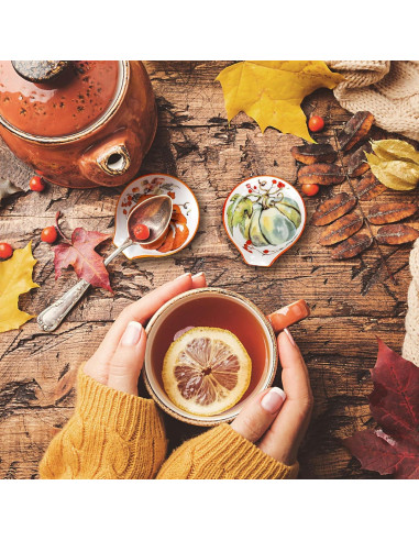 Soporte para cuchara de cerámica Whaline Calabaza Otoño 2Pcs