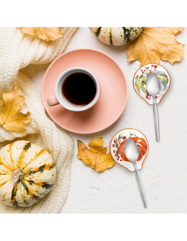 Soporte para cuchara de cerámica Whaline Calabaza Otoño 2Pcs