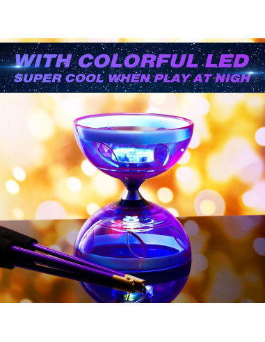 Diabolo Chino LED Simgoing 15 cm con varitas y cuerda
