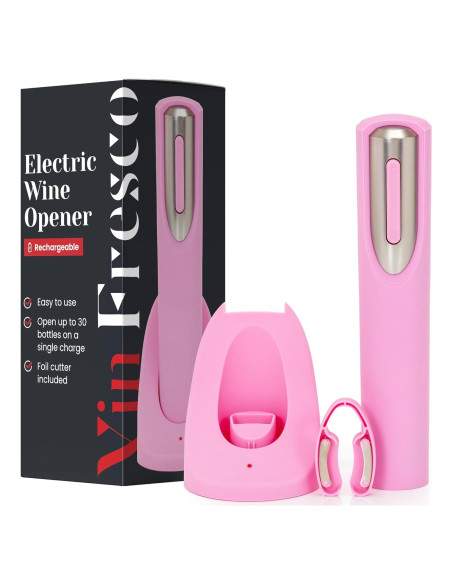 Abridor de Vino Eléctrico Recargable Vin Fresco - Rosa y Plata