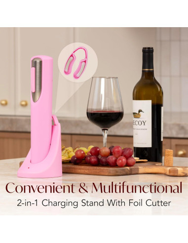 Abridor de Vino Eléctrico Recargable Vin Fresco - Rosa y Plata