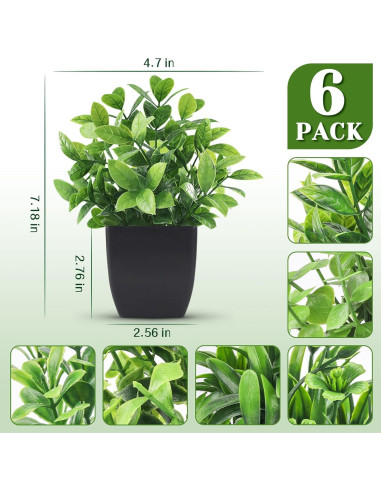 6 Plantas Artificiales en Macetas Der Rose - Decoración Verde