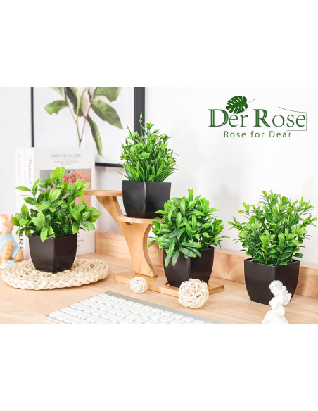 6 Plantas Artificiales en Macetas Der Rose - Decoración Verde