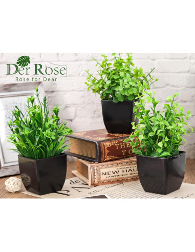6 Plantas Artificiales en Macetas Der Rose - Decoración Verde