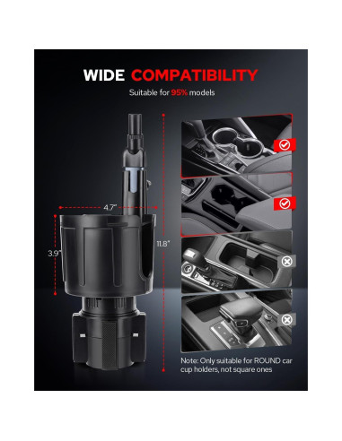 Bandeja Soporte para Tazas de Coche ANONEMOTO 24.1 cm Ajustable