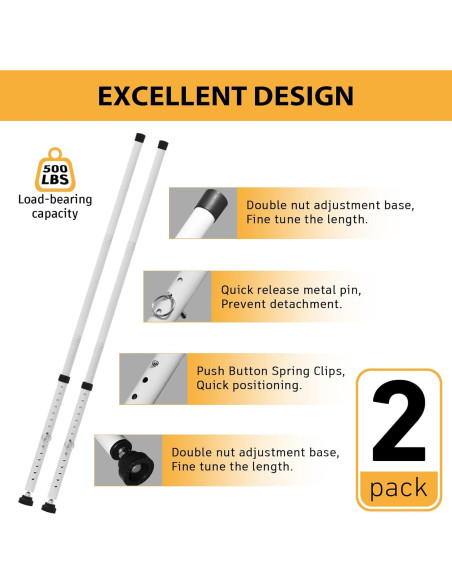 Barra de Seguridad Ajustable PBHEPJ para Puertas Corredizas 2 Paquete