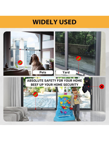 Barra de Seguridad Ajustable PBHEPJ para Puertas Corredizas 2 Paquete