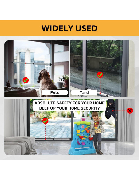 Barra de Seguridad Ajustable PBHEPJ para Puertas Corredizas 2 Paquete