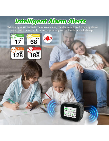 Monitor de Calidad del Aire Bcetasy 18-en-1 WiFi - AQI, CO2, PM2.5