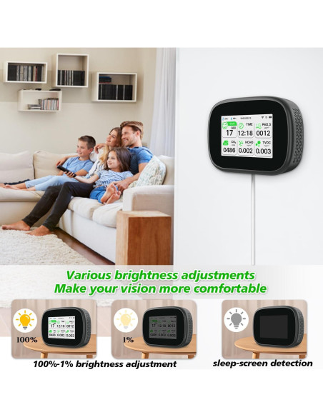 Monitor de Calidad del Aire Bcetasy 18-en-1 WiFi - AQI, CO2, PM2.5