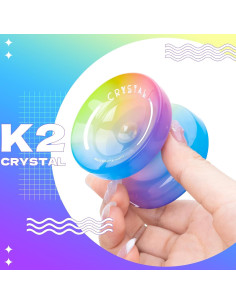 Yoyo K2 Cristal Degradado Amarillo Rosa Azul + 12 Cuerdas 2