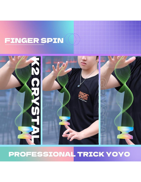 Yoyo K2 Cristal Degradado Amarillo Rosa Azul + 12 Cuerdas