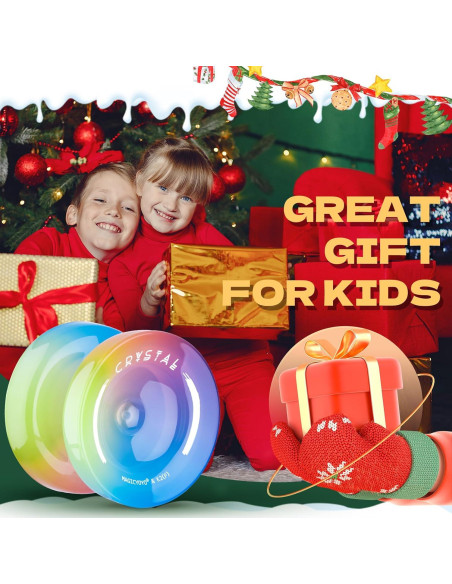 Yoyo K2 Cristal Degradado Amarillo Rosa Azul + 12 Cuerdas