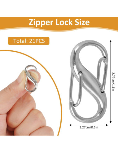 Cerradura Combinada Antirrobo Phinus 21PCS Clips Cremallera Plata