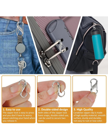 Cerradura Combinada Antirrobo Phinus 21PCS Clips Cremallera Plata