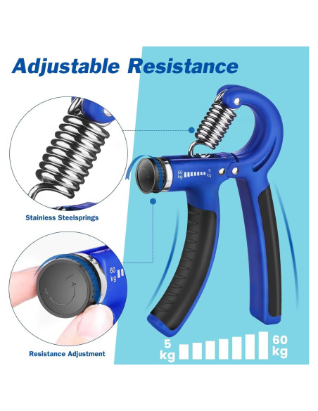 Entrenador de Fuerza de Agarre AIXPI HGS01, Resistencia 5-60kg