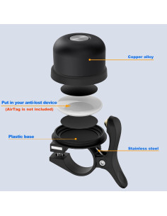 Campana de Bicicleta LESOVI BT con Soporte para AirTag 120dB 2