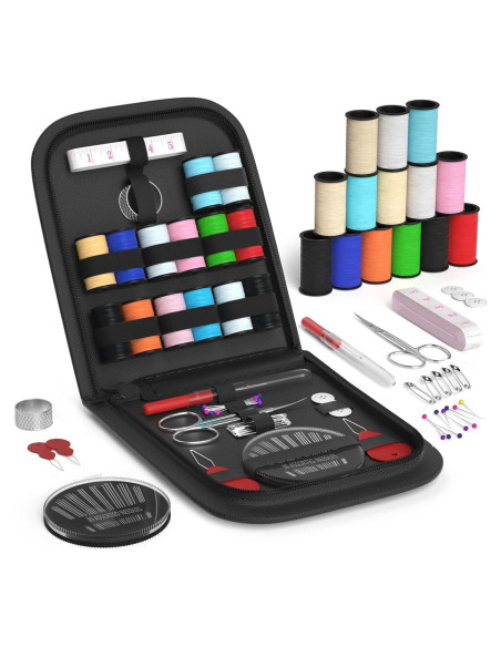 Kit de Costura MIXCOOL para Adultos y Principiantes - 30 Agujas, 14 Hilos, Tijeras, Cinta Métrica