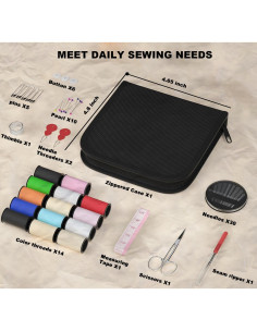 Kit de Costura MIXCOOL para Adultos y Principiantes - 30 Agujas, 14 Hilos, Tijeras, Cinta Métrica 2