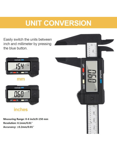 Calibrador Digital Adoric 0-15.24 cm con Pantalla LCD