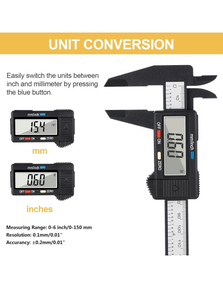 Calibrador Digital Adoric 0-15.24 cm con Pantalla LCD