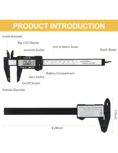Calibrador Digital Adoric 0-15.24 cm con Pantalla LCD