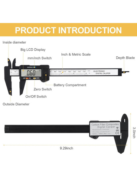 Calibrador Digital Adoric 0-15.24 cm con Pantalla LCD