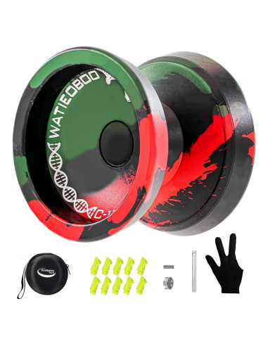 Yoyo Profesional WATIEOBOO para Niños y Adultos - Negro Verde Rojo