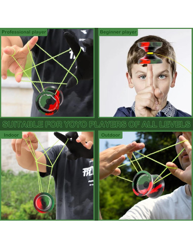Yoyo Profesional WATIEOBOO para Niños y Adultos - Negro Verde Rojo