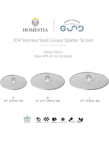 Pantalla Antisalpicaduras Homestia 29.2 cm Acero Inoxidable