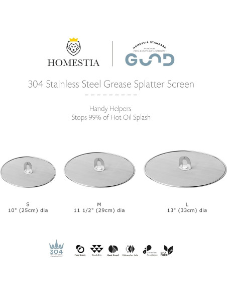 Pantalla Antisalpicaduras Homestia 29.2 cm Acero Inoxidable