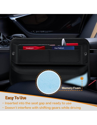 Organizador de Espacio entre Asientos Wanfuder - Cuero Ajustable