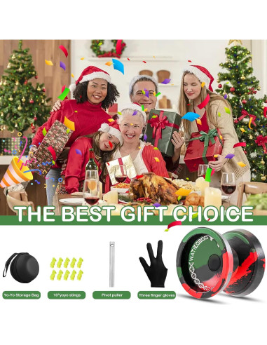 Yoyo Profesional WATIEOBOO para Niños y Adultos - Negro Verde Rojo