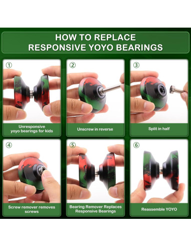 Yoyo Profesional WATIEOBOO para Niños y Adultos - Negro Verde Rojo