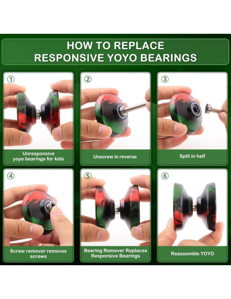 Yoyo Profesional WATIEOBOO para Niños y Adultos - Negro Verde Rojo