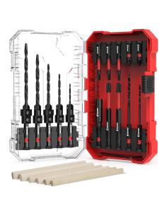 Juego de Brocas Avellanadoras EZARC 24 Piezas con Varillas de Madera