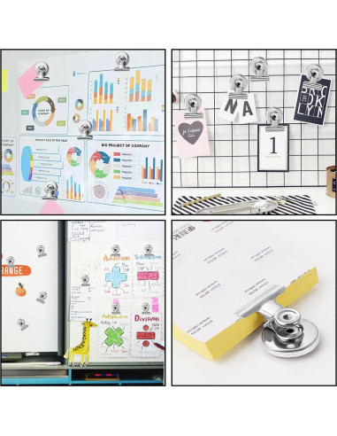 Clips Magnéticos FINDMAG 12 Piezas Acero Inoxidable Plateado