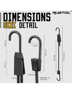 Cuerdas Bungee Ajustables Rugtol 121.92 cm 6 Pcs Negras 2