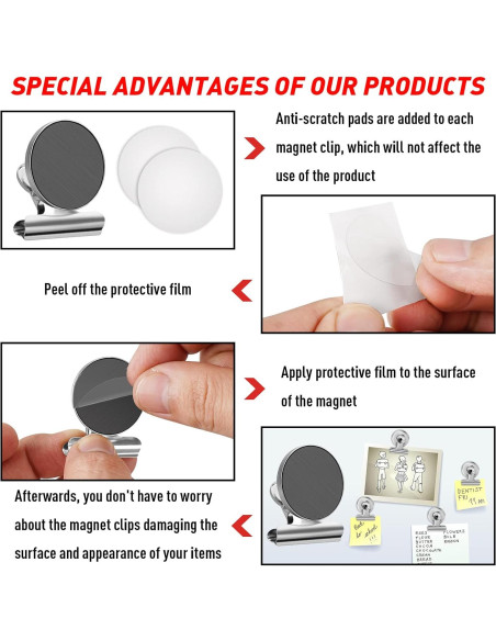 Clips Magnéticos FINDMAG 12 Piezas Acero Inoxidable Plateado